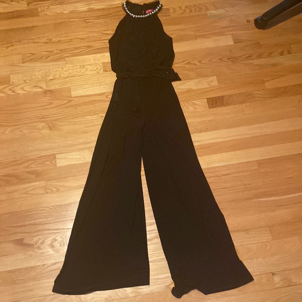 Betsey Johnson Black Jumpsuit with Sequined Colar